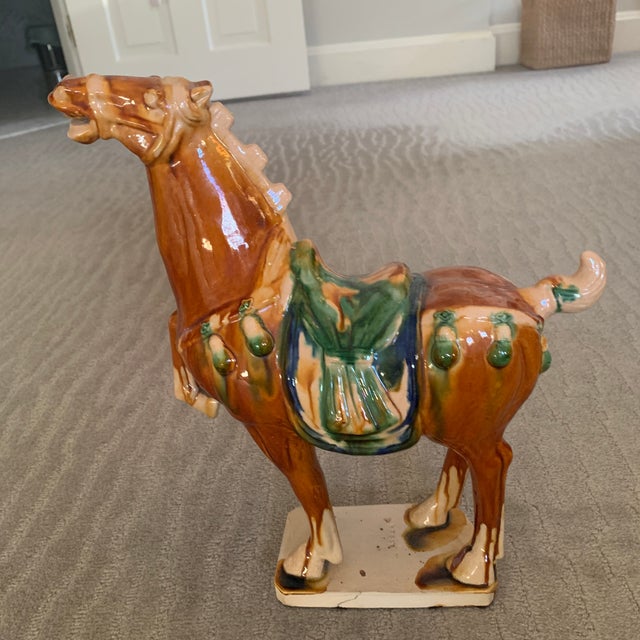 Chinese Tang-Style Chinese Ceramic Prancing Horse For Sale - Image 3 of 10