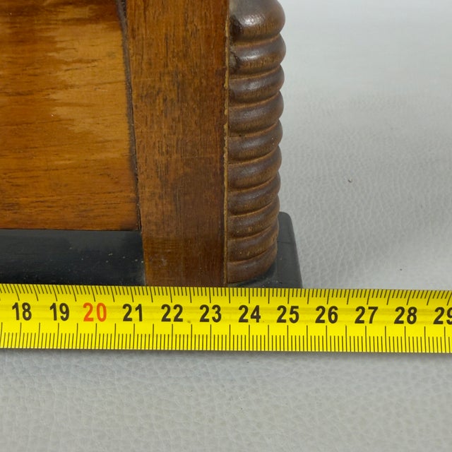 Vintage Art Deco Mechanical Table Clock in Burl Wood, 1940s For Sale - Image 9 of 12