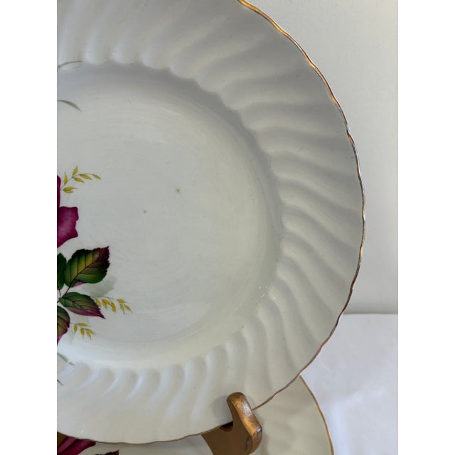 Farmhouse Vintage Ridgway Ironstone Anniversary Rose Dinner Plates, England – Set of 3 For Sale - Image 3 of 10