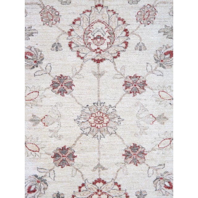 Ivory Late 20st Century Modern Peshawar Carpet, Ivory Field, Ivory Border, Gray, Coral For Sale - Image 8 of 11