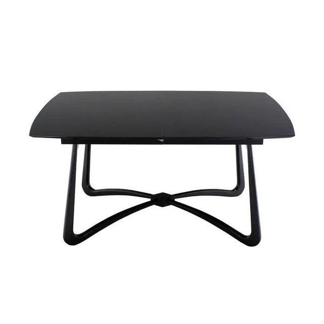 Wood Mid-Century Modern Black Lacquer X-Base Dining Table For Sale - Image 7 of 8