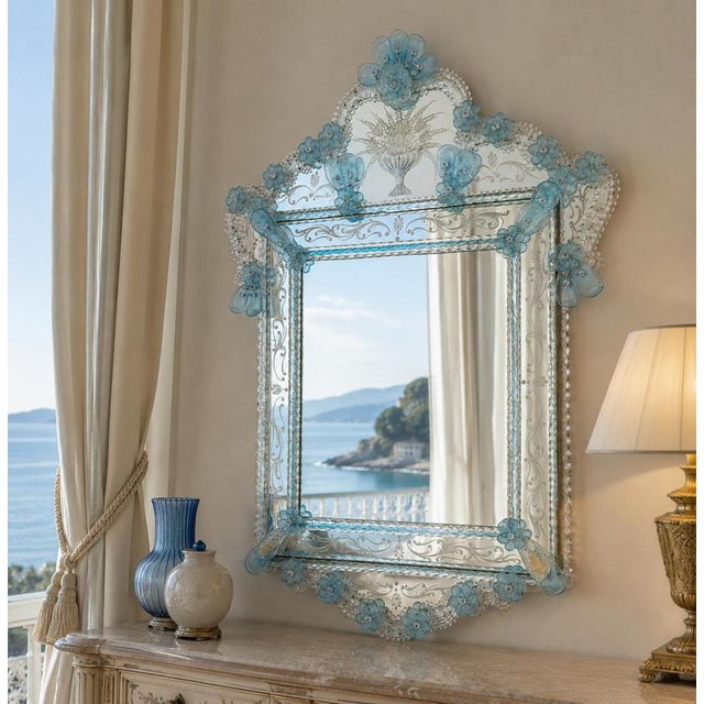 Mid-Century Octagonal Venetian Murano Glass Mirror, 1960 For Sale - Image 6 of 11