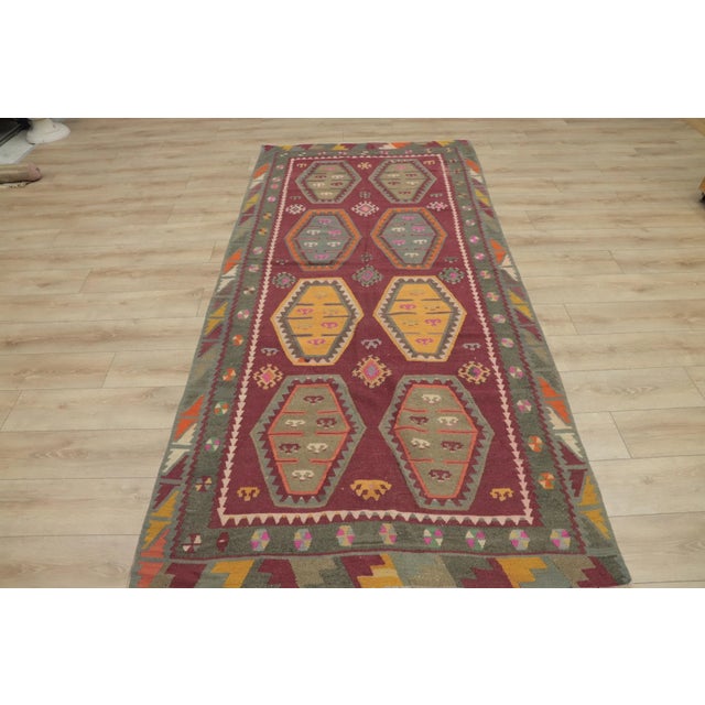 1970s Tribal Red Gray Kilim For Sale - Image 13 of 13