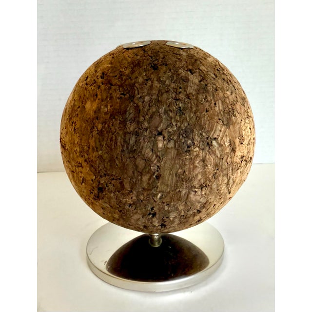 Wood Mid-Century Modern Cork Sphere Pen & Pencil Holder With Chrome Base For Sale - Image 7 of 9