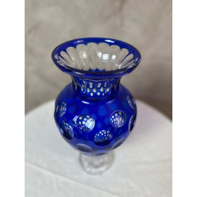 Vintage Crystal Blue Vase, 1950s For Sale - Image 12 of 12