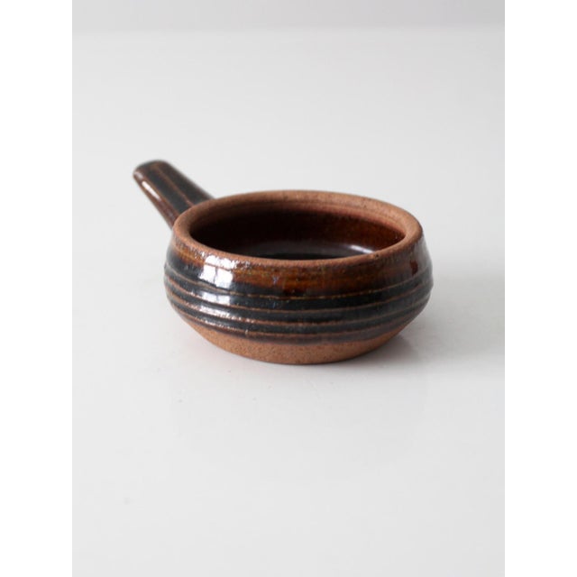 Vintage Handmade Studio Pottery Handled Bowl For Sale - Image 4 of 11