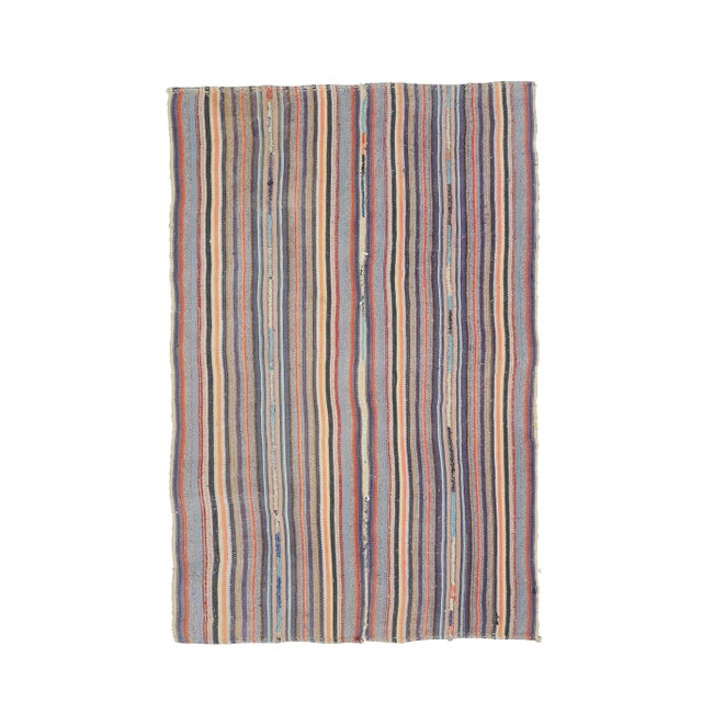 Vintage Turkish Hand-Knotted Wool Cotton Purple Kilim Area Rug For Sale - Image 11 of 11