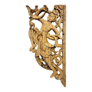 Vintage Asian Hand-Carved Wood Relief