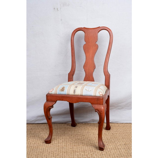 A Queen Anne style side chair, 20th century. A high quality reproduction custom made in the USA. Hand painted in red...