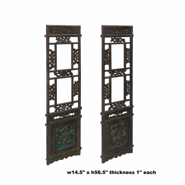 This is a pair of restored vintage wood wall panels with ancient Chinese carving motif and designs. The loose part was...