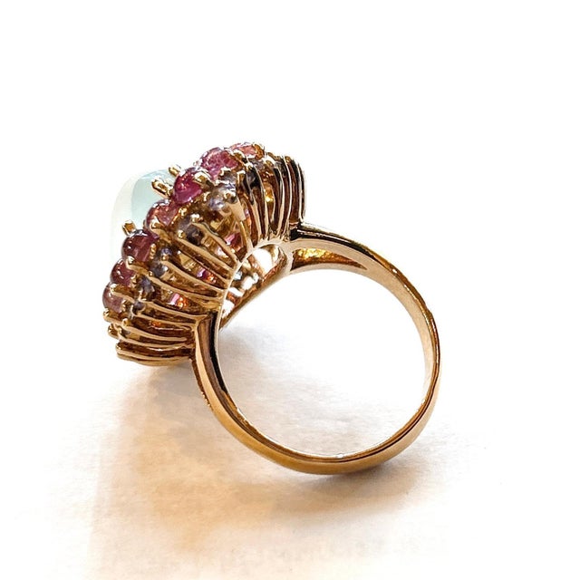 Bochic “Orient” Aqua, Tanzanite & Tourmaline Cluster Ring Set 18K Gold & Silver, Size 10 For Sale - Image 11 of 12