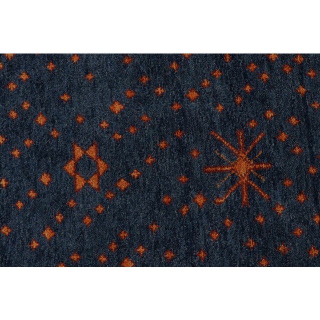 Moroccan Rug & Kilim’s Oversized Moroccan Style Rug in Blue With Rust Geometric Patterns For Sale - Image 3 of 8