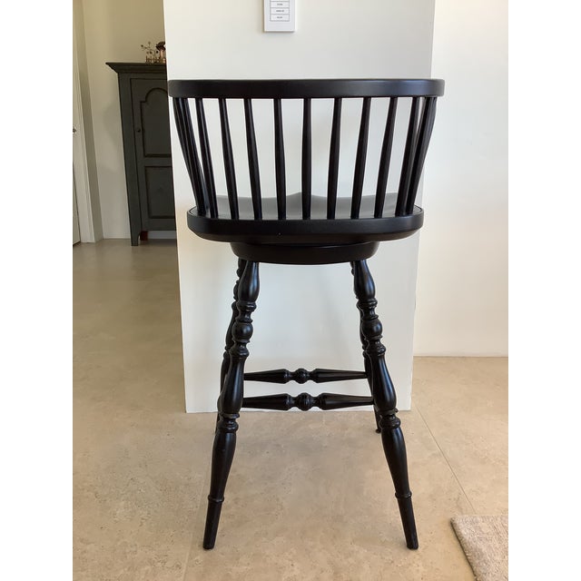 American 3 Dr Dimes Low Back Tavern Arm Swivel Chair in Black Crackle For Sale - Image 3 of 7