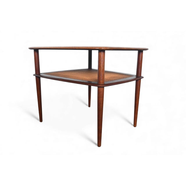 Mid-Century Modern Mid 20th Century Large Peter Hvidt Solid Teak + Cane Side Table For Sale - Image 3 of 12