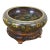 Mid 20th Century Chinese Cloisonne Enameled Brass Thousand Flowers Brush Bowl & Elm Stand For Sale