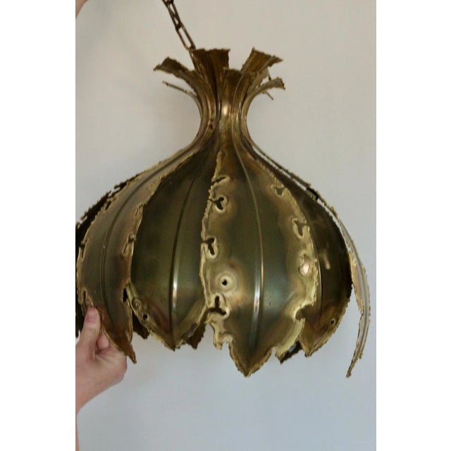 Brutalist Brass Suspension Lamp by Svend Aage Holm-Sørensen A striking example of Scandinavian brutalism, this rare brass...