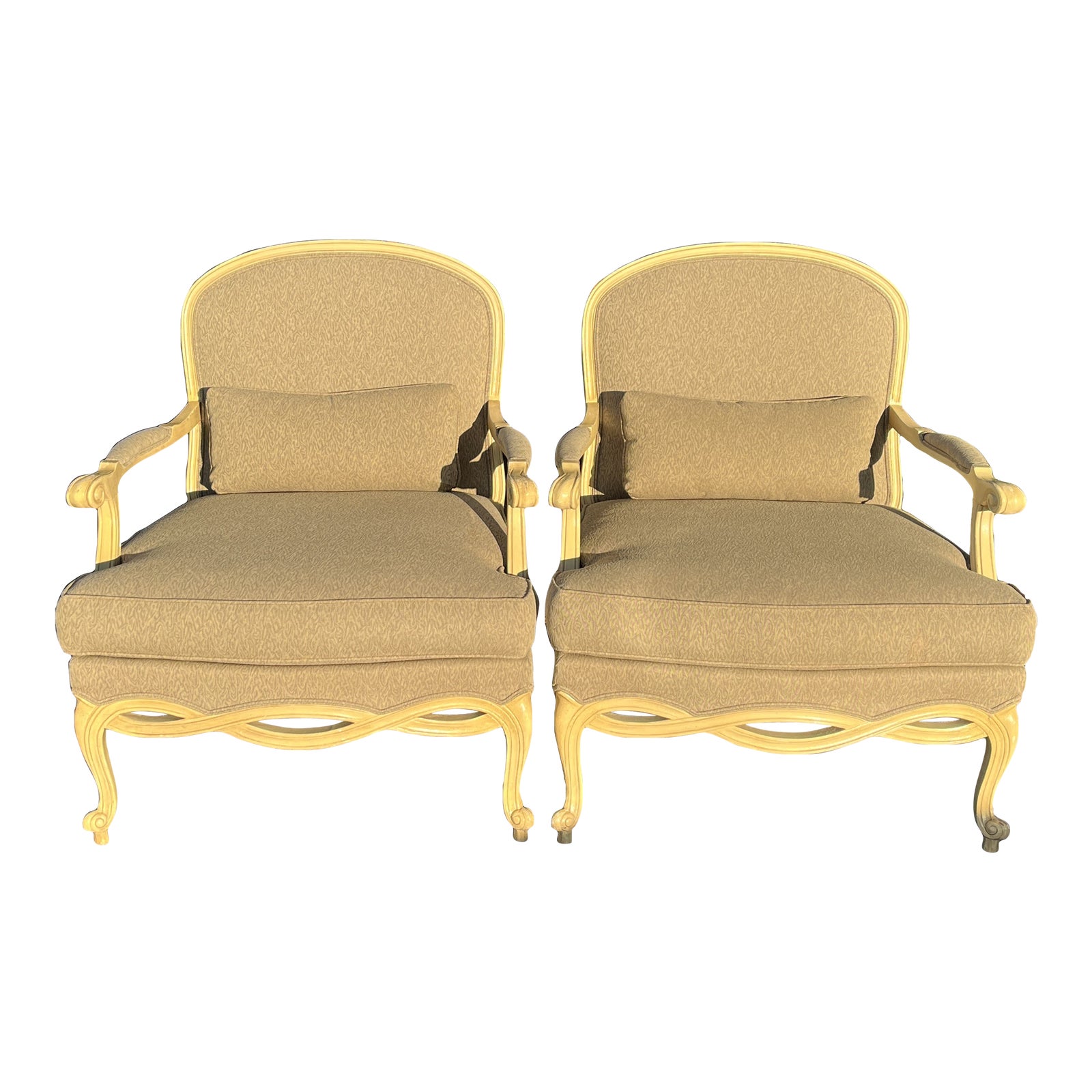 1990s Ethan Allen Oversized Fauteuil Lounge Chairs, a Pair Chairish