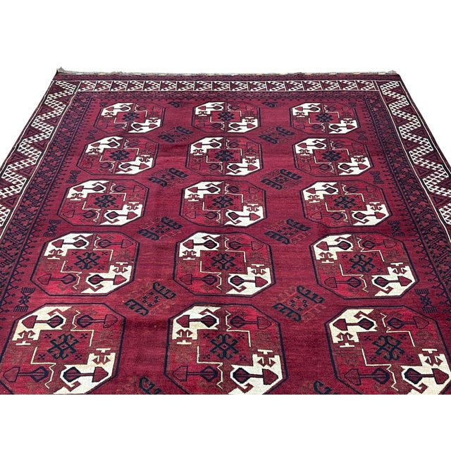 Tribal Vintage Afghan Elephant Foot Wool Rug 7’2” X 10’4” For Sale - Image 3 of 6