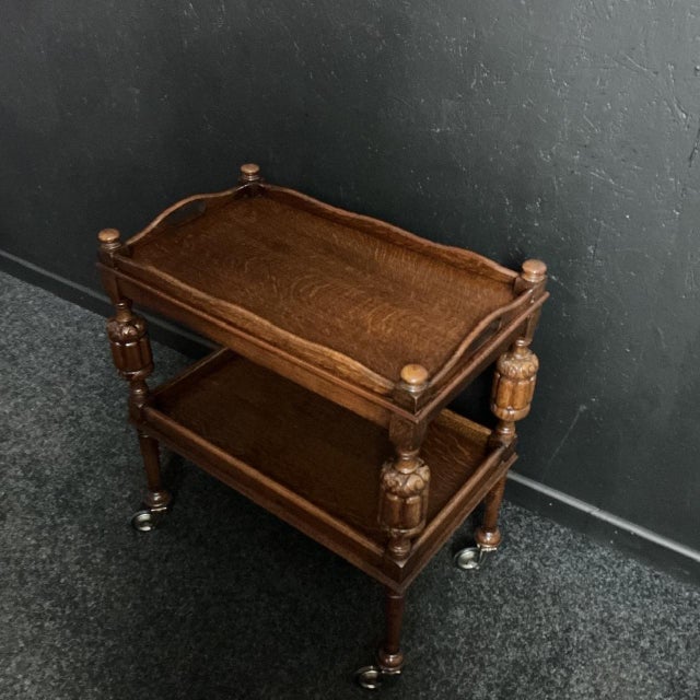 1920s Antique Oak Afternoon Tea Trolley, 1925 For Sale - Image 5 of 7