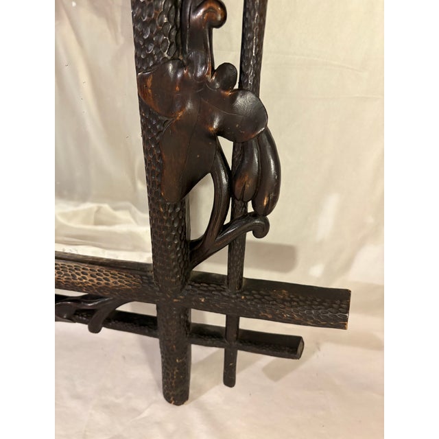 Stunning, Delicate Hand-Carved Antique Black Forest Walnut Mirror 1897 Austria For Sale In Denver - Image 6 of 14