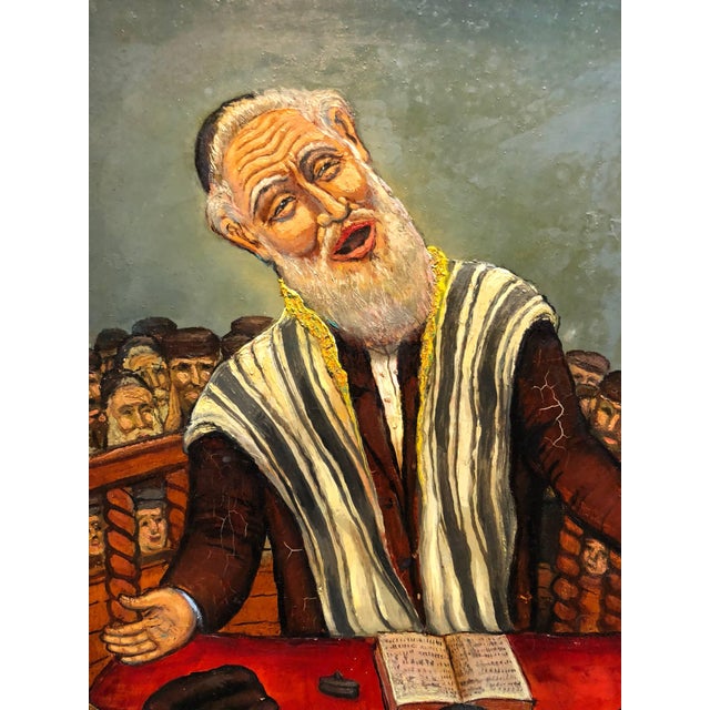 Maurice Kish, The Preacher Rabbi "Der Maggid" Judaica Oil Painting WPA Jewish artist For Sale - Image 4 of 7