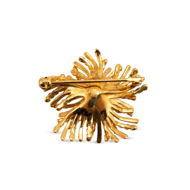 Metal Vintage Tiffany & Co. 18k Yellow Gold Sea Anemone Pin Brooch For Sale - Image 7 of 8