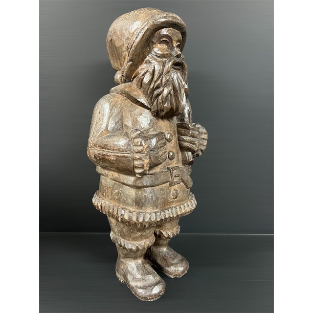 Late 20th Century Late 20th Century Carved Wood Santa Claus Sculpture For Sale - Image 5 of 11