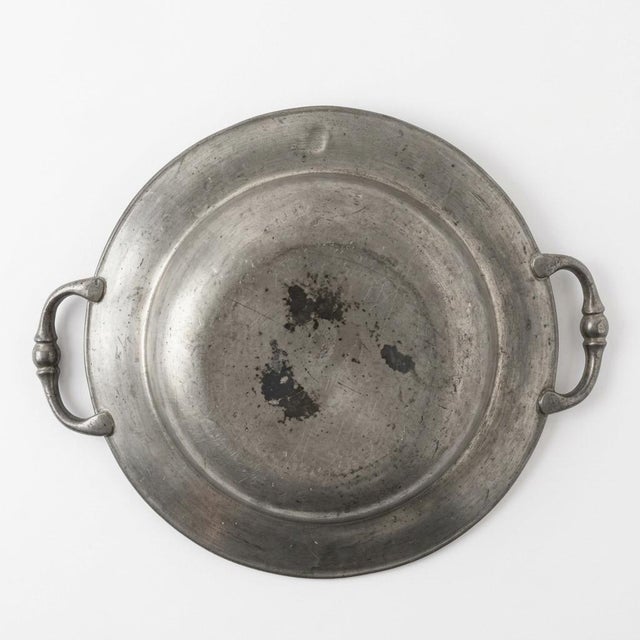 Traditional Antique European Pewter Porringer & Deep Plate Set, Rosette Marked, 9" For Sale - Image 3 of 9