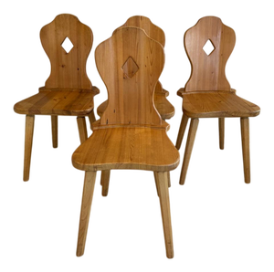 Antique Pine Softwood Farmhouse Chairs, 1950s, Set of 4