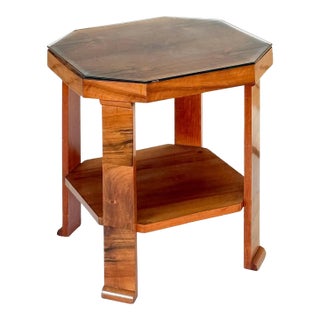 Art Deco Octagonal Side Table With Burr Walnut Veneer From England For Sale