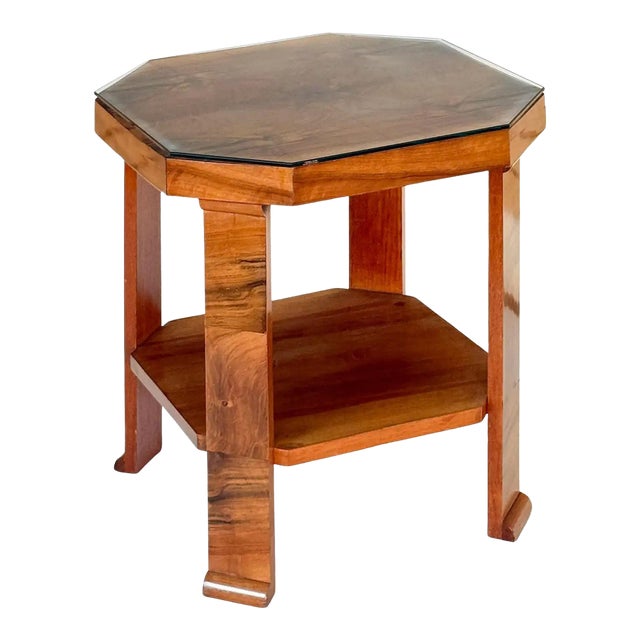 Art Deco Octagonal Side Table With Burr Walnut Veneer From England For Sale