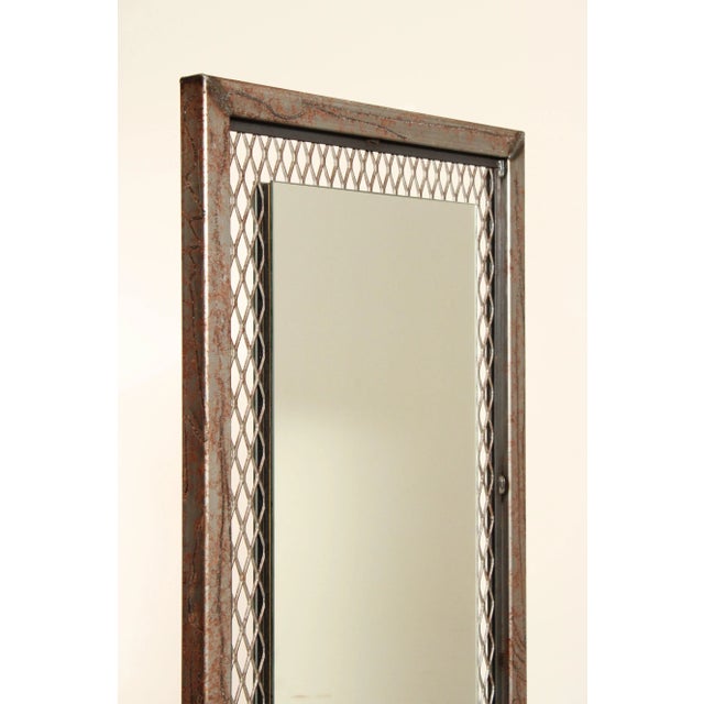 Unusual Custom Crafted Brutalist Steel Double Sided Dressing Mirror For Sale - Image 11 of 12