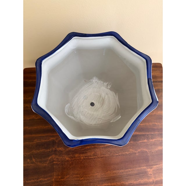 Chinoiserie Large Blue and White Porcelain Planter For Sale In South Bend - Image 6 of 7
