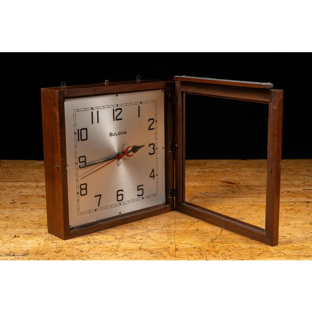 Wood Vintage Bulova Observatory Time Clock Salesman Sample For Sale - Image 7 of 18
