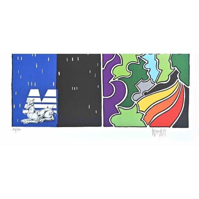 Abstract Urban Landscape is a contemporary print, realized in by the Artist Antonio Cremonese (Rome, 1949). Color...