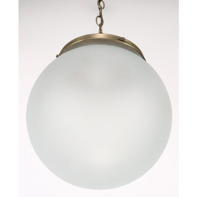 Mid 20th Century Mid Century Modern Frosted Glass Globe Chain Pendant Light For Sale In New York - Image 6 of 9