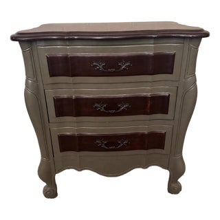 1960s Kent Coffey Dauphine French Provincial Nightstand | Refinished Olive & Mahogany For Sale