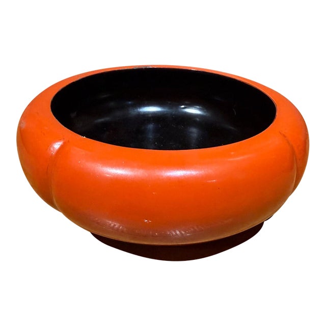 Japanese Lacquerware Bowl/Tea Caddy Persimmon Shape Nishimura Shoun For Sale
