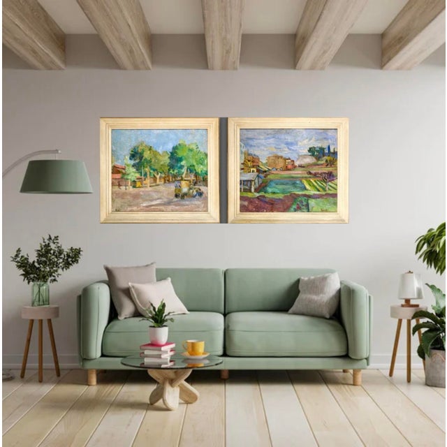 Aldo Natili, 1940s Italian Signed Fauve Style Landscape Oil on Canvas Painting, Oil on Canvas For Sale - Image 9 of 12