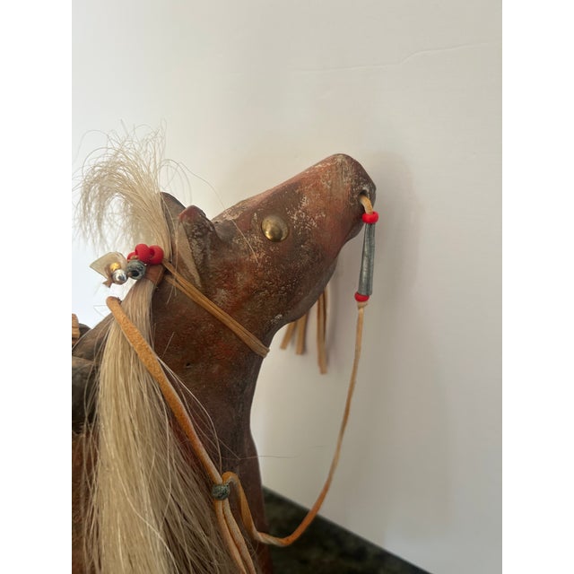 1990s Signed Farrell Cockrum Native American Horse Sculpture | Blackfeet Mixed Media Clay Artwork For Sale - Image 13 of 16