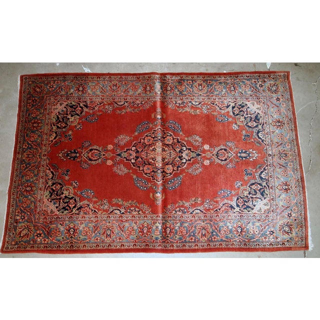 Persian 1910s, Handmade Antique Persian Sarouk Rug 3.4' X 5.3' For Sale - Image 3 of 8