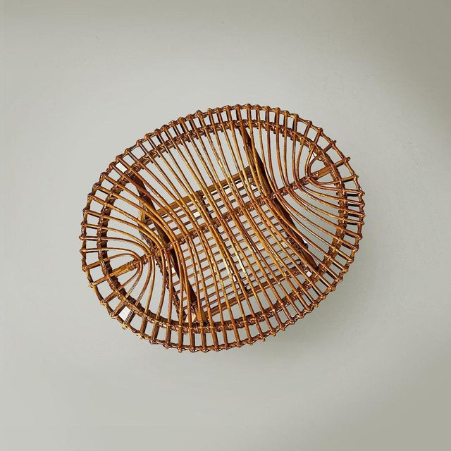 Mid-Century Italian Oval Outdoor Rattan Coffee Table, 1960s For Sale - Image 9 of 14