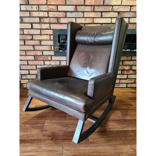 Handcrafted Leather Rocking Chair from BW Bielefelder Werkstätten, Germany, 2010s For Sale - Image 12 of 12