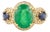 Contemporary 14k Emerald Sapphire & Diamond Gold Wedding Ring Size 7 For Sale