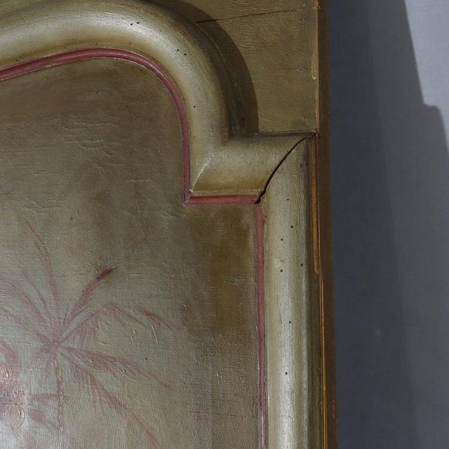 19th Century 74" French Trumeau Mirror With Oil on Canvas Chinese Genre Scene Painting 19thC For Sale - Image 5 of 16