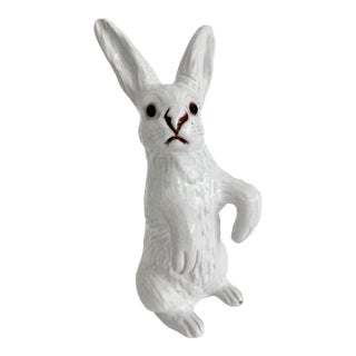 French Faience Bavent Rabbit Sculpture Figurine Early 1900s For Sale