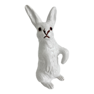 French Faience Bavent Rabbit Sculpture Figurine Early 1900s