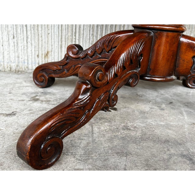 Wood 20th Century Spanish Mariano Garcia Carved Pedestal Coffee Table For Sale - Image 7 of 18