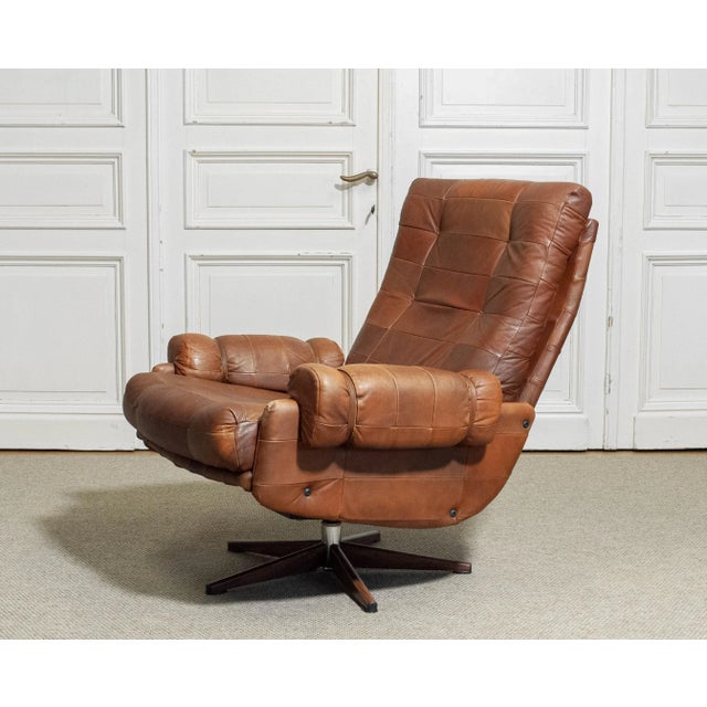 Leather Swivel Lounge Chair from OPE Möbler Jönköping, Sweden, 1960s For Sale - Image 9 of 10