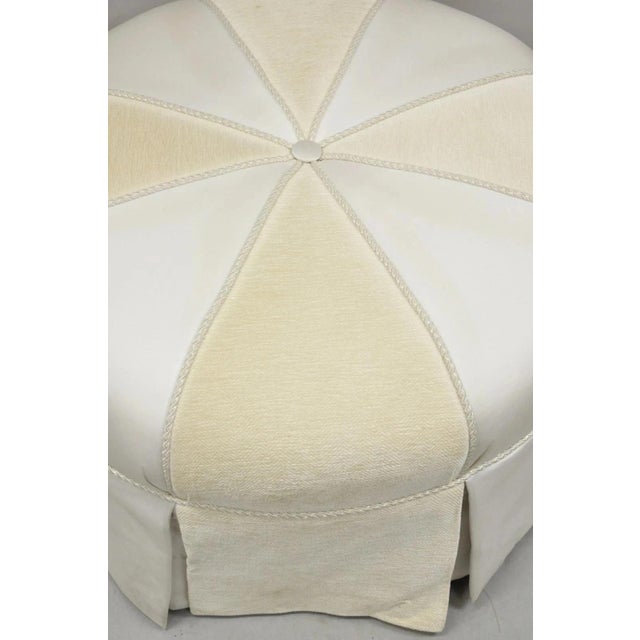 Decorator Modern Beige Upholstered Button Tufted Skirted 35" Round Ottoman For Sale In Philadelphia - Image 6 of 12